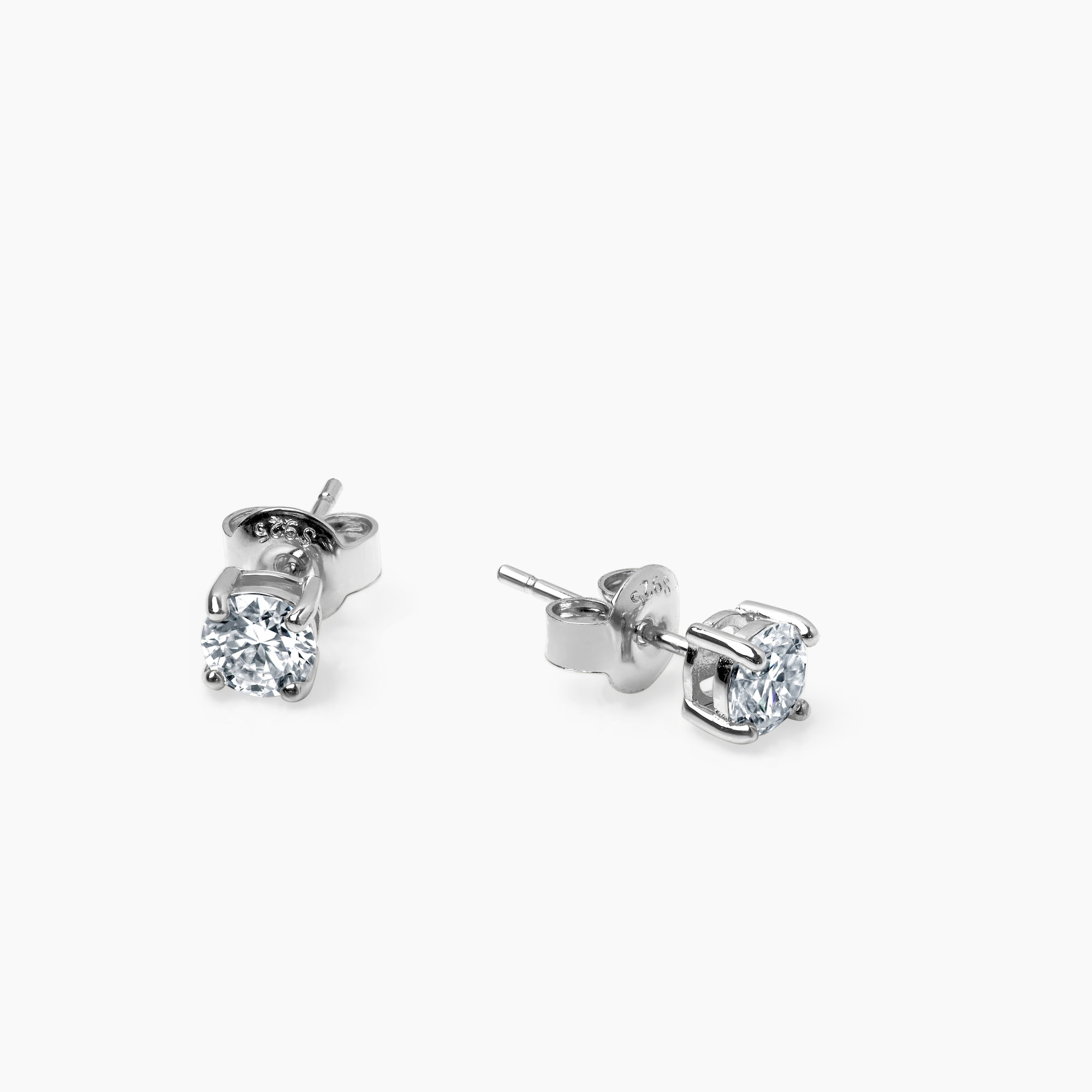 Classic white gold stud earrings with moissanite gems