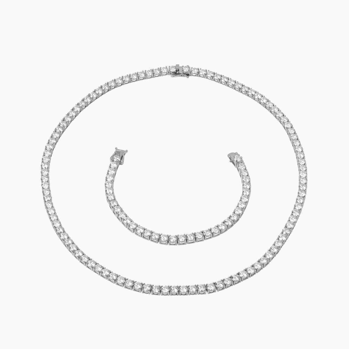 Men's moissanite tennis bracelet in white gold, showcasing unparalleled brilliance.