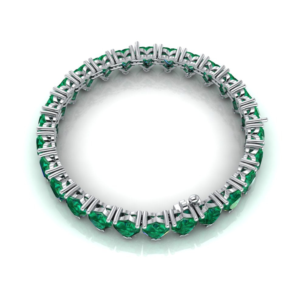 Luxury Amour Emerald Bracelet - Close-Up of Gemstones in White Gold.