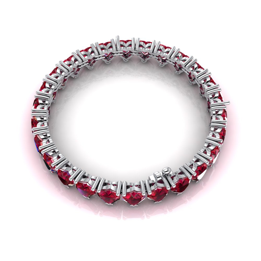 Luxury Amour Ruby Bracelet - Close-Up of Gemstones in White Gold.