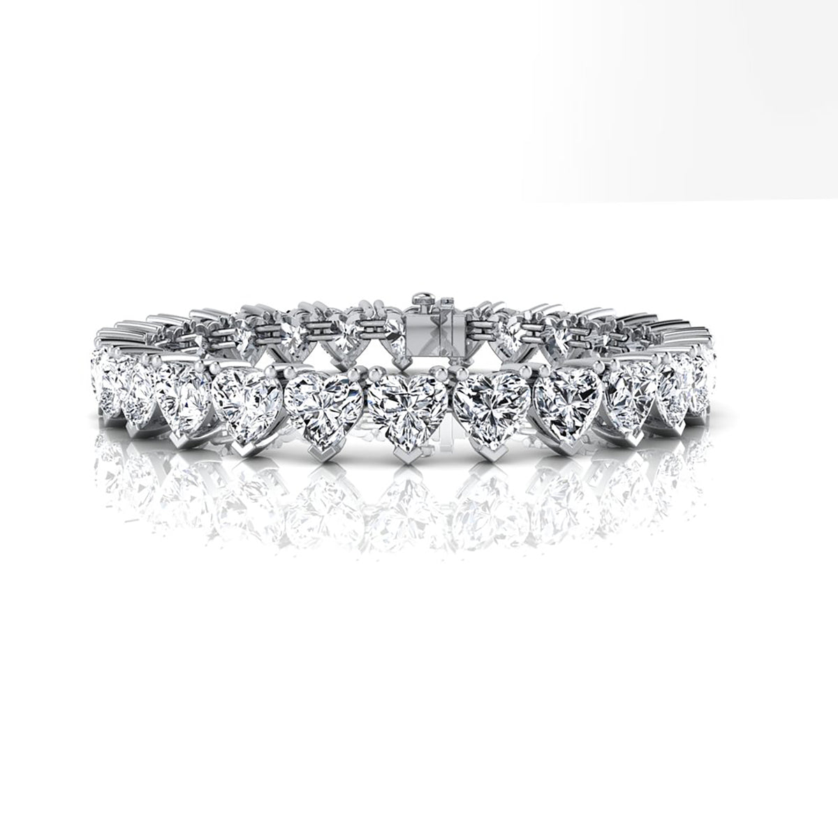 Luxury Moissanite Heart Bracelet - Close-Up of Gemstones in White Gold.