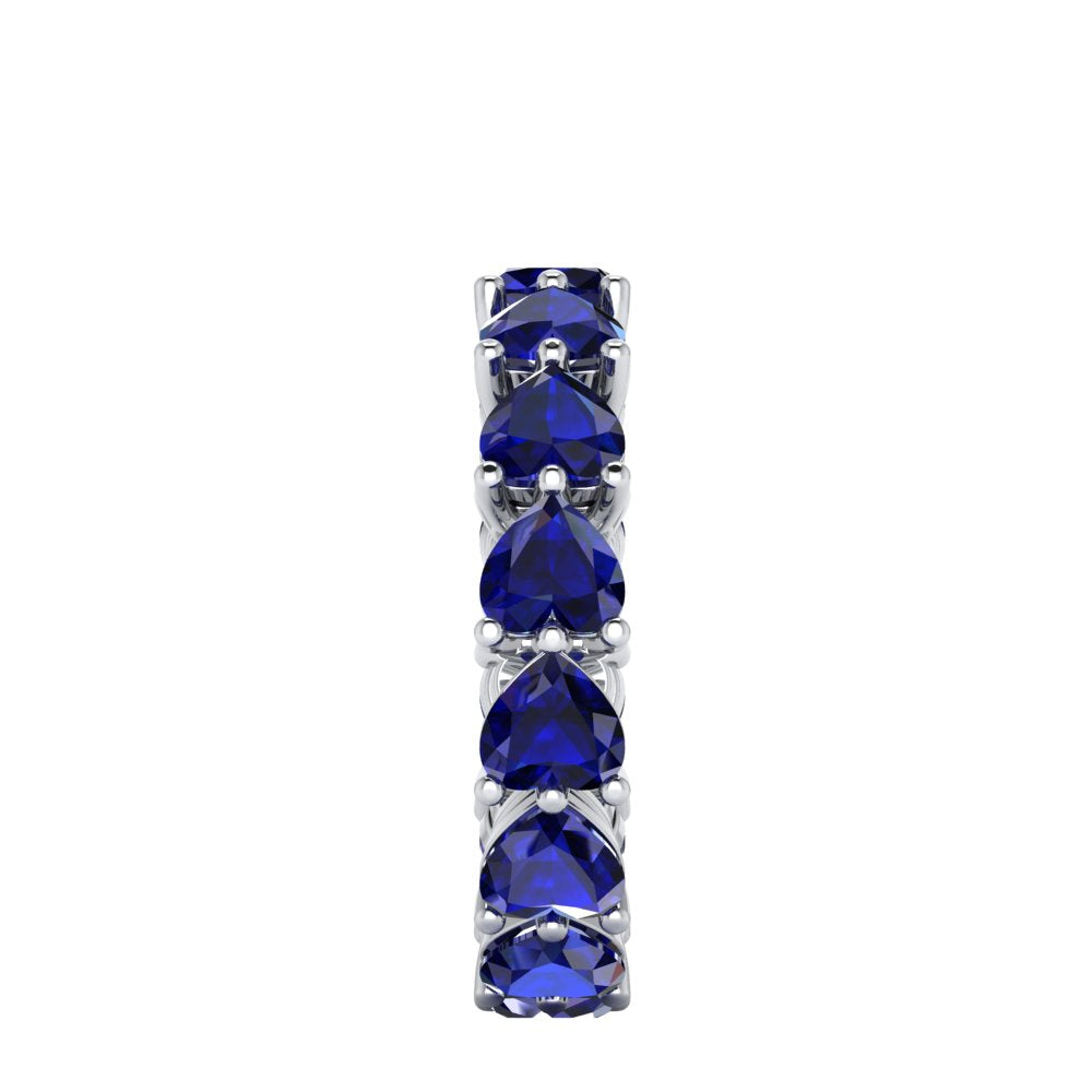 Side view of Amour Blue Sapphire Eternity Band in white gold.