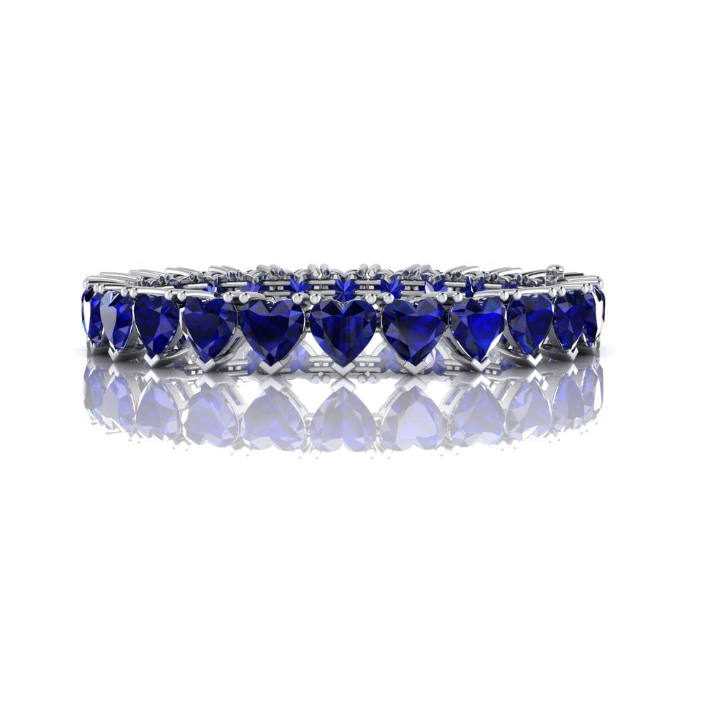 Amour Heart Bracelet Reverso with Blue Sapphires in 14K White Gold - Front View.