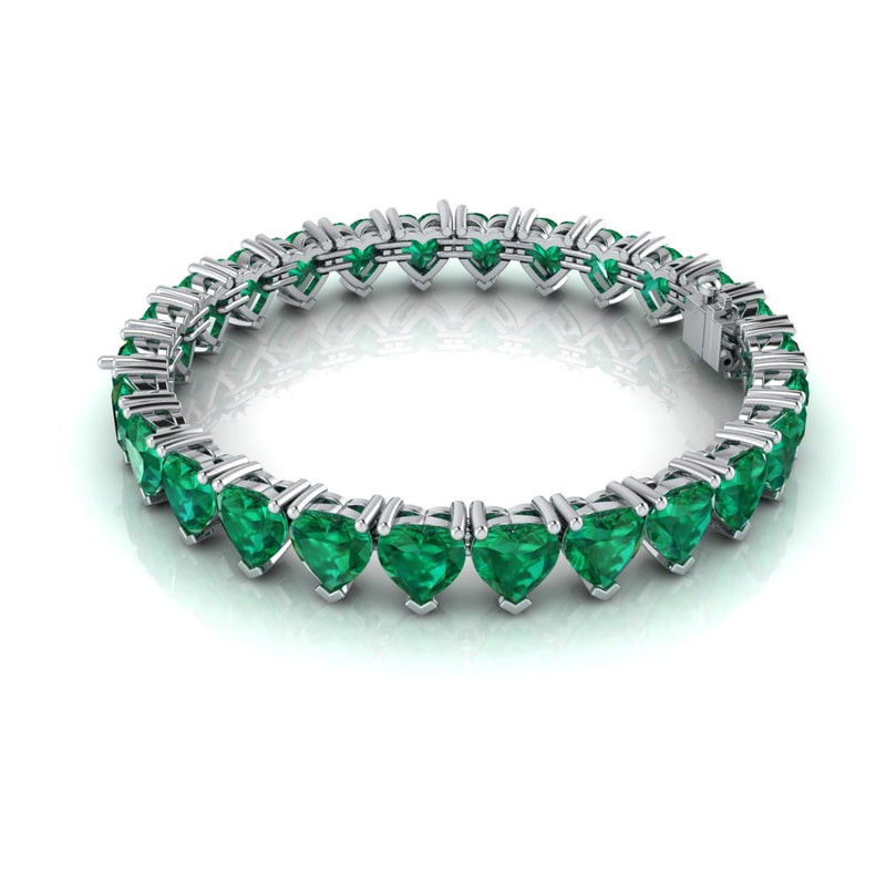 Elegant Amour Emerald Bracelet - Side Angle in White Gold.