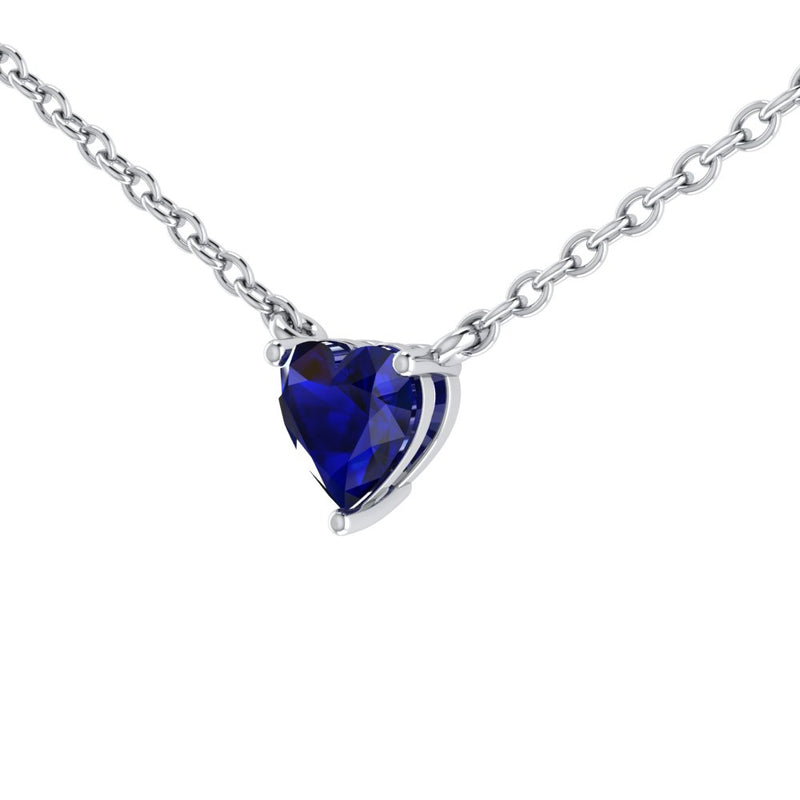 Blue Sapphire Heart-Shaped Pendant in White Gold