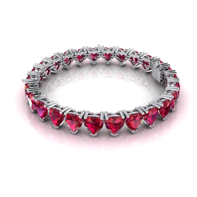 Elegant Amour Ruby Bracelet - Side Angle in White Gold.