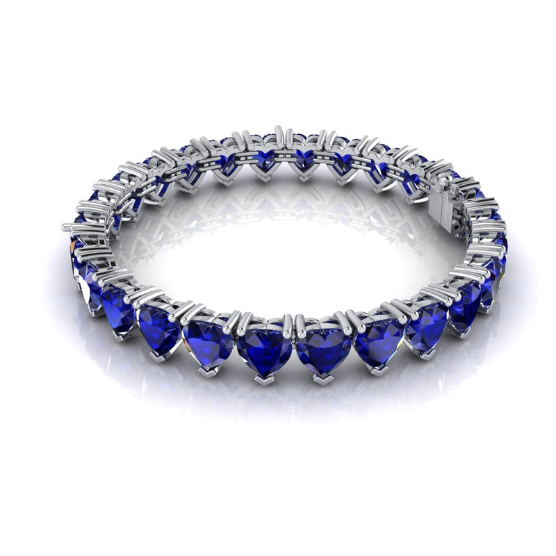 Elegant Amour Blue Sapphire Bracelet - Side Angle in White Gold.