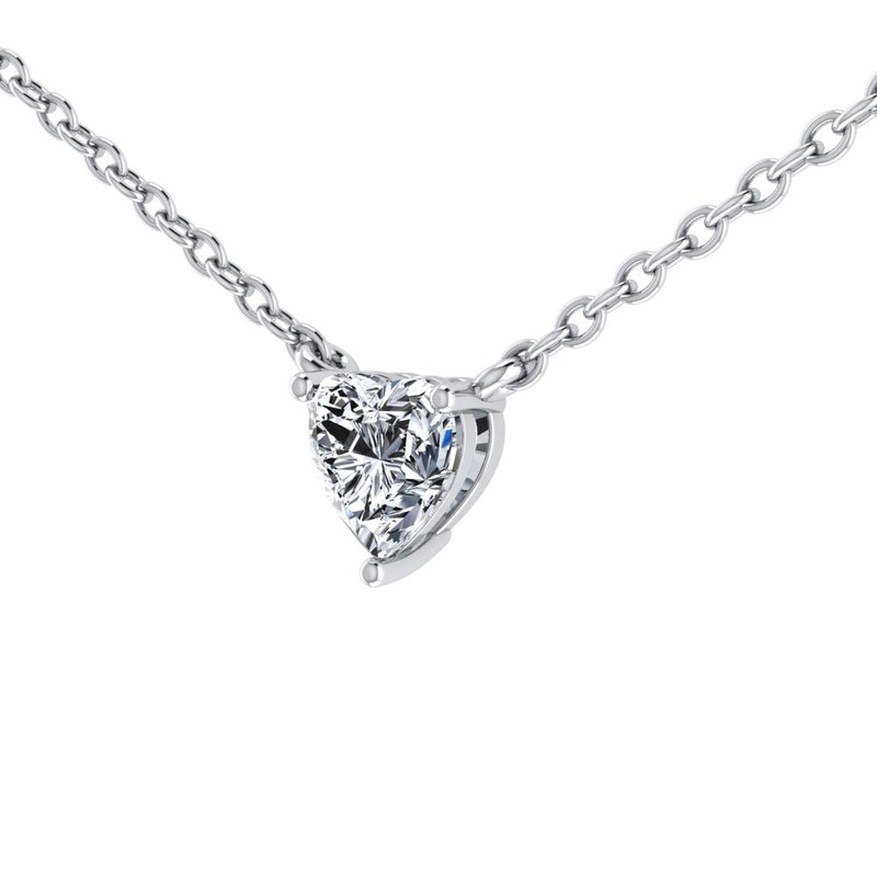 Amour Heart Pendant in 24K Rhodium-Plated White Gold necklace.