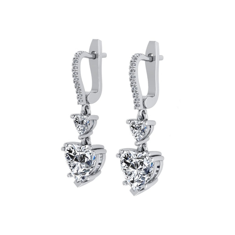 Elegant Amour Drop Earrings - Side Angle in White Gold.