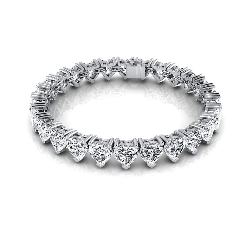 Elegant 30ct Moissanite Bracelet - Side Angle in White Gold.