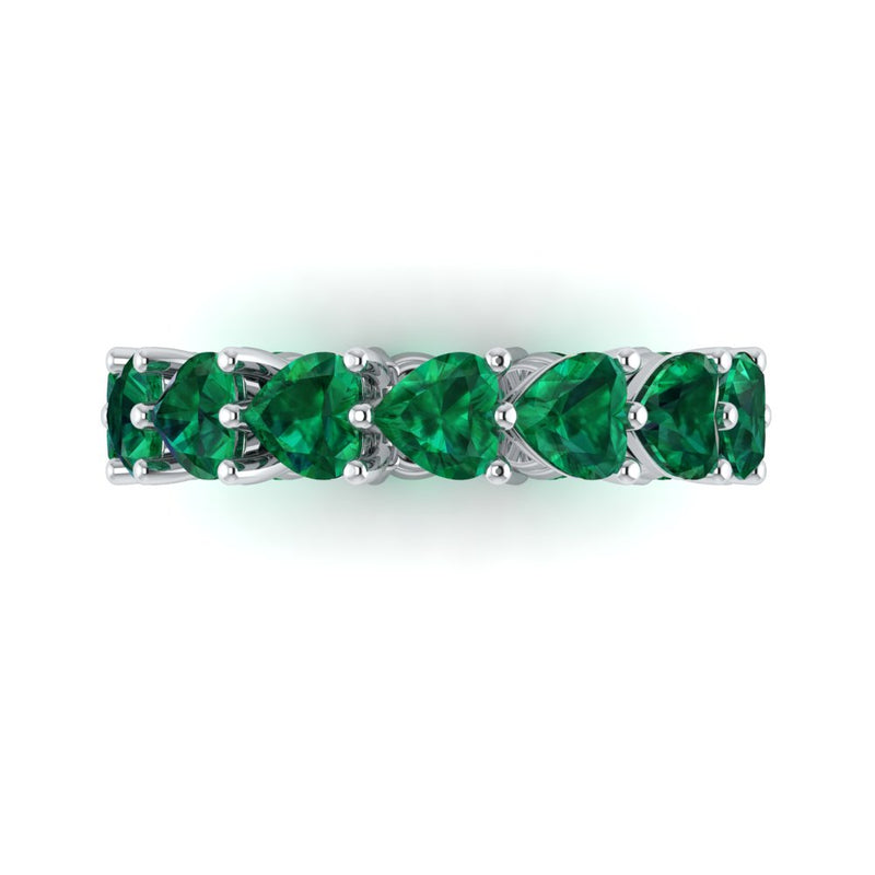 Amour Emerald Eternity Band in 24K Rhodium-Plated White Gold.