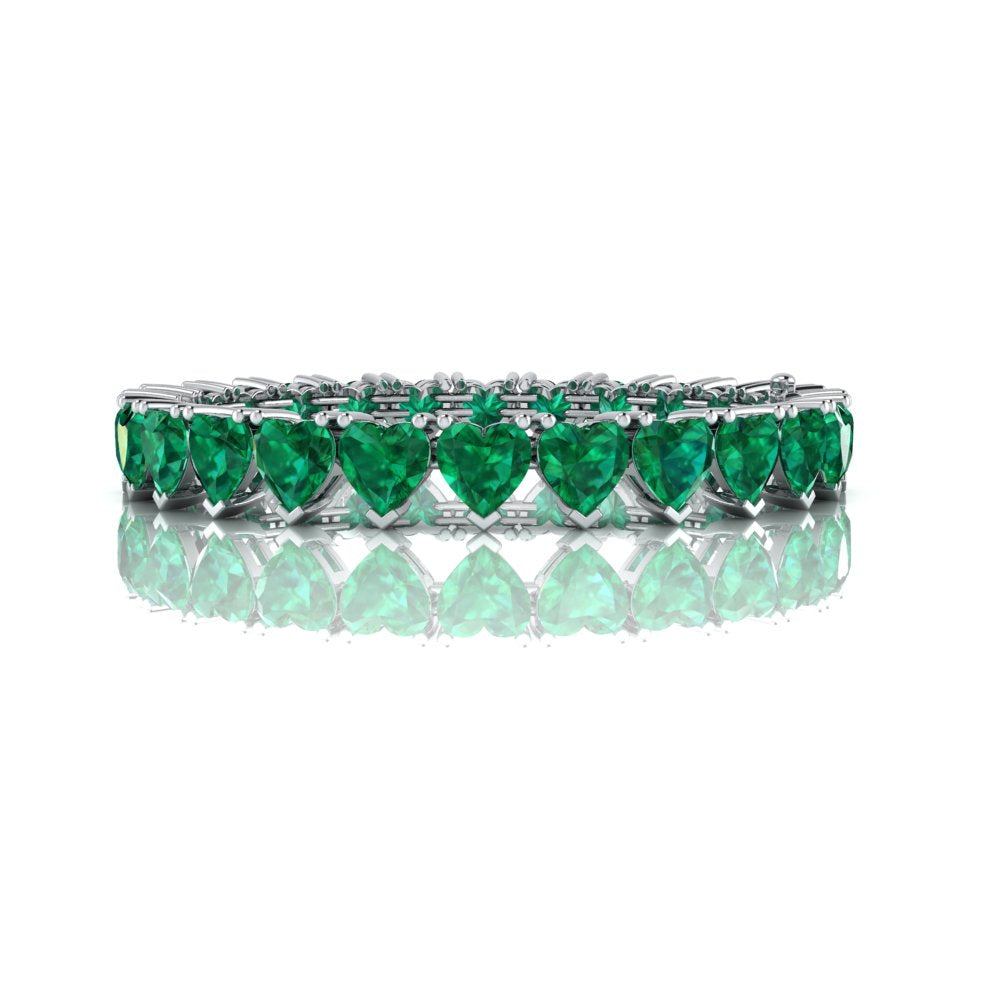 Amour Heart Bracelet Reverso with Emeralds in 14K White Gold - Front View.
