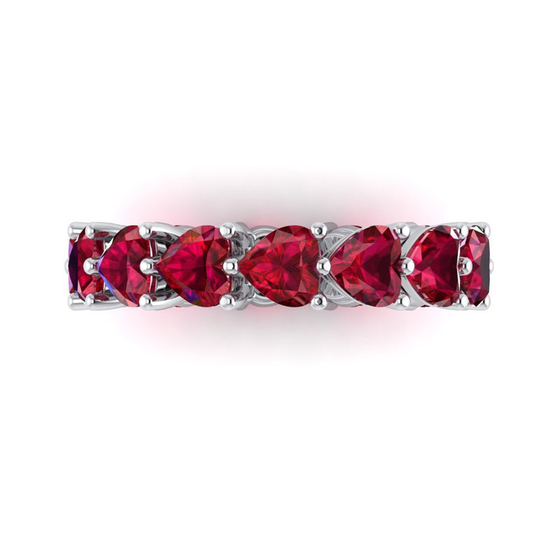 Amour Ruby Eternity Band in 24K Rhodium-Plated White Gold.