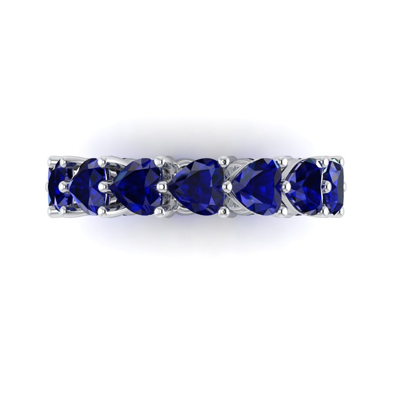Amour Blue Sapphire Eternity Band in 24K Rhodium-Plated White Gold.