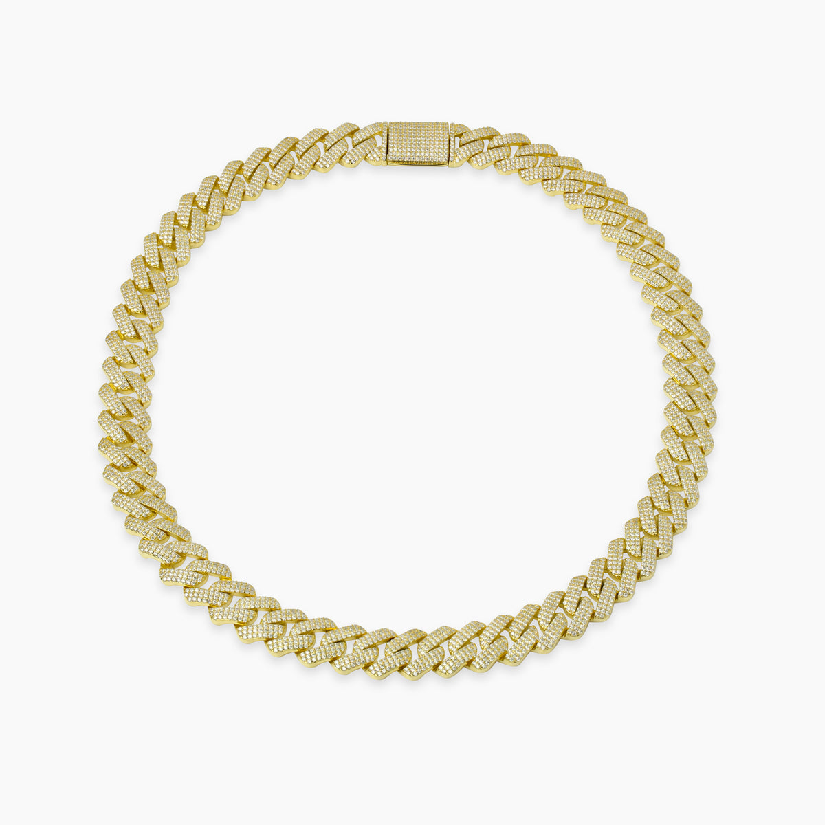 White gold moissanite Cuban link necklace with flawless stones