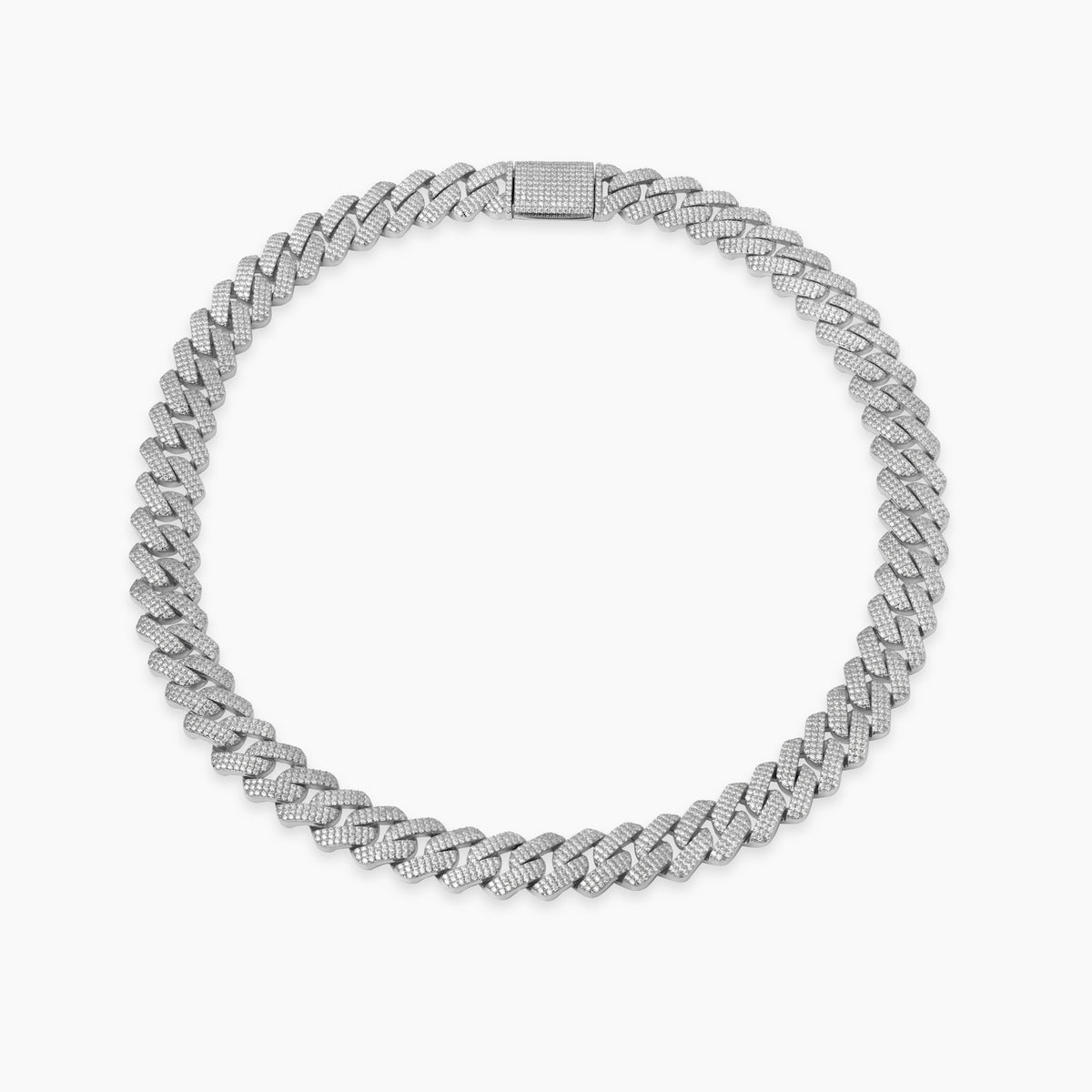 Elegant women's moissanite Cuban link necklace in white gold