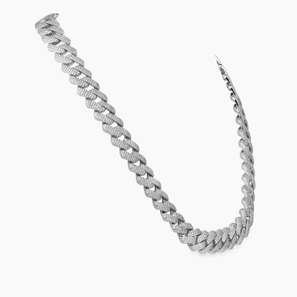 Brilliant Moissanite Stones on Men's 15mm Cuban Link Necklace