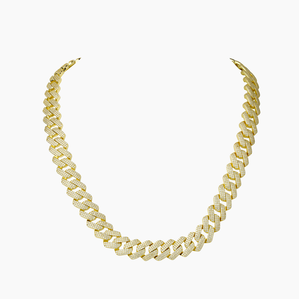 Men's Moissanite Cuban Link Necklace in 14k Yellow Gold, 15mm