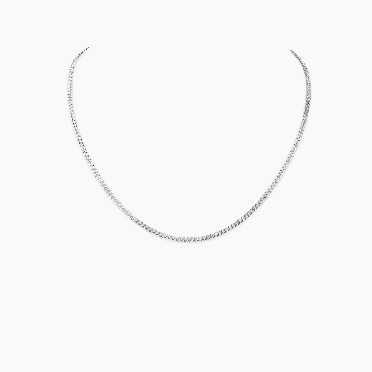 Delicate white gold Franco necklace with high-polish finish