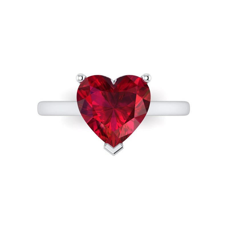 Heart-shaped ruby gemstone on Amour Ruby Heart Ring.