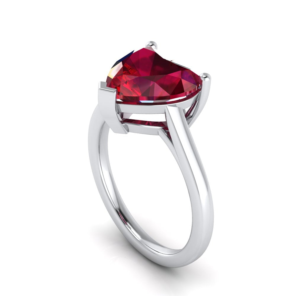Amour Ruby Heart Ring in 24K Rhodium-Plated White Gold.