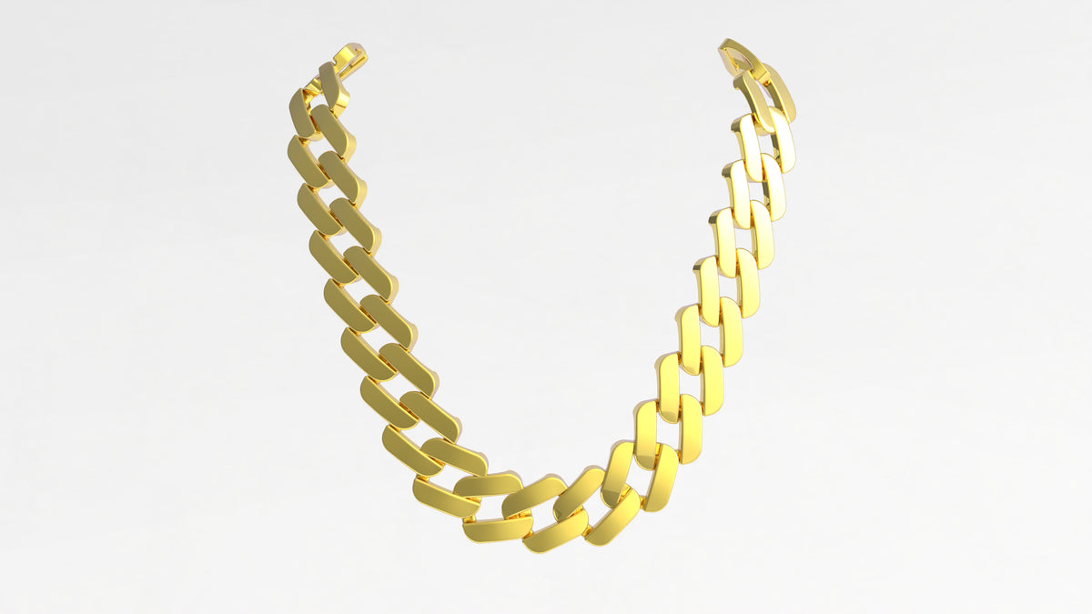 Women's 9mm Modern Solid Cuban Link Necklace