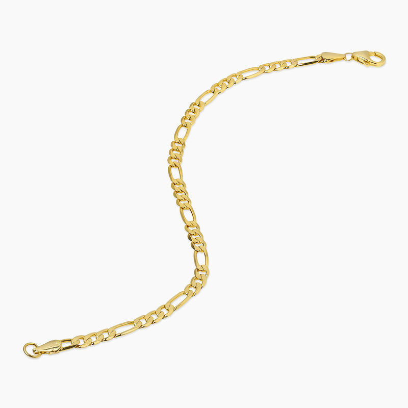 Stylish Men's Figaro Bracelet with 925 Sterling Silver Base