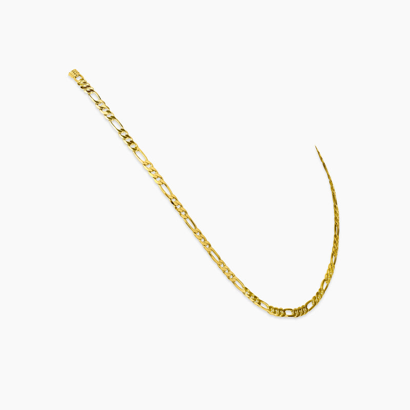 Elegant yellow gold men's Figaro necklace, 925 sterling silver