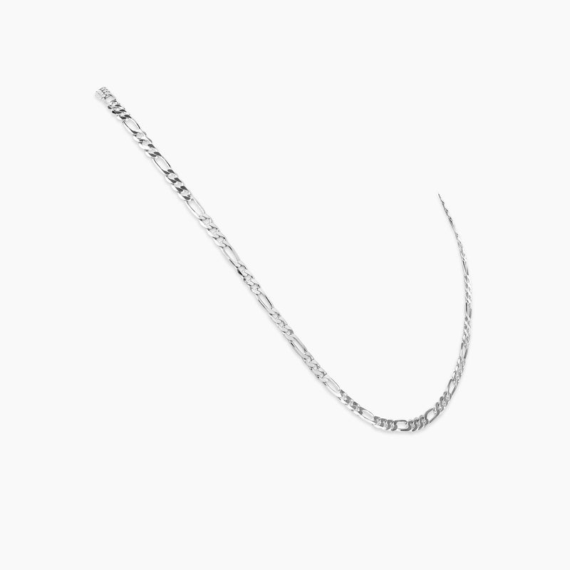 Elegant women's 14k white gold Figaro chain necklace