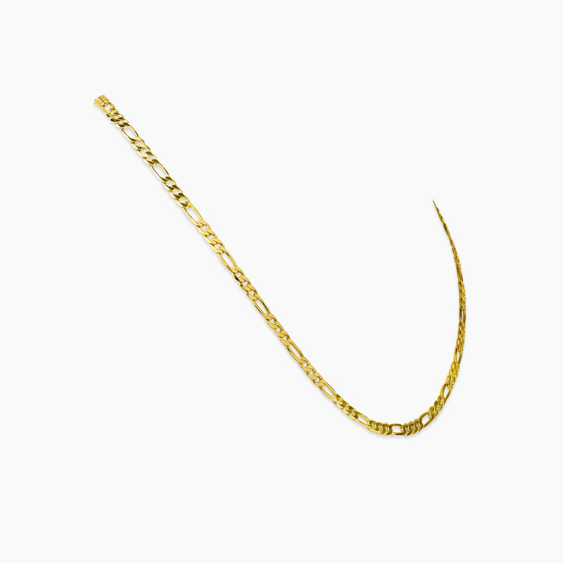 Stylish women's gold Figaro chain with high-polish 925 sterling silver