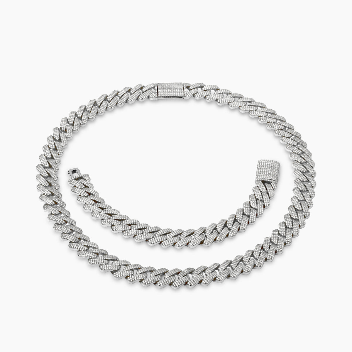 Rhodium Plated 15mm Moissanite Cuban Bracelet for Men