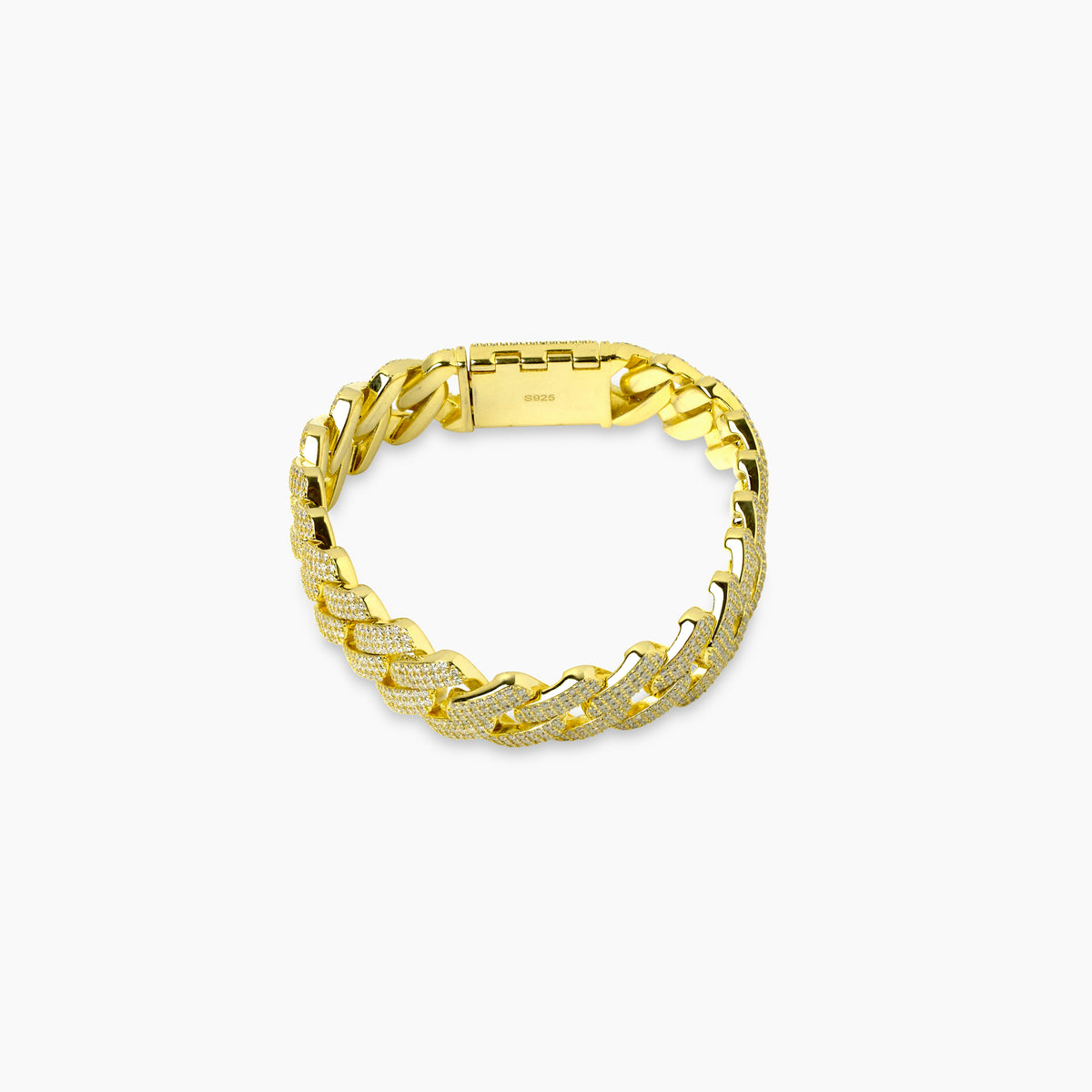 14k yellow gold Cuban link bracelet adorned with moissanite