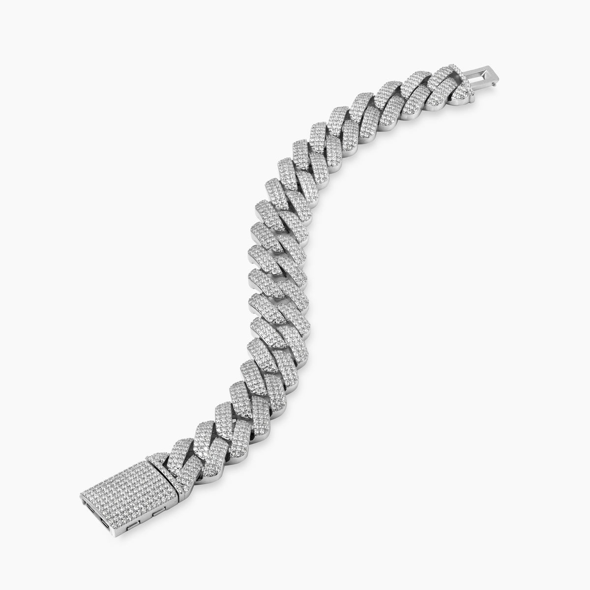 Men's Moissanite Cuban Link Bracelet in Sterling Silver, 15mm