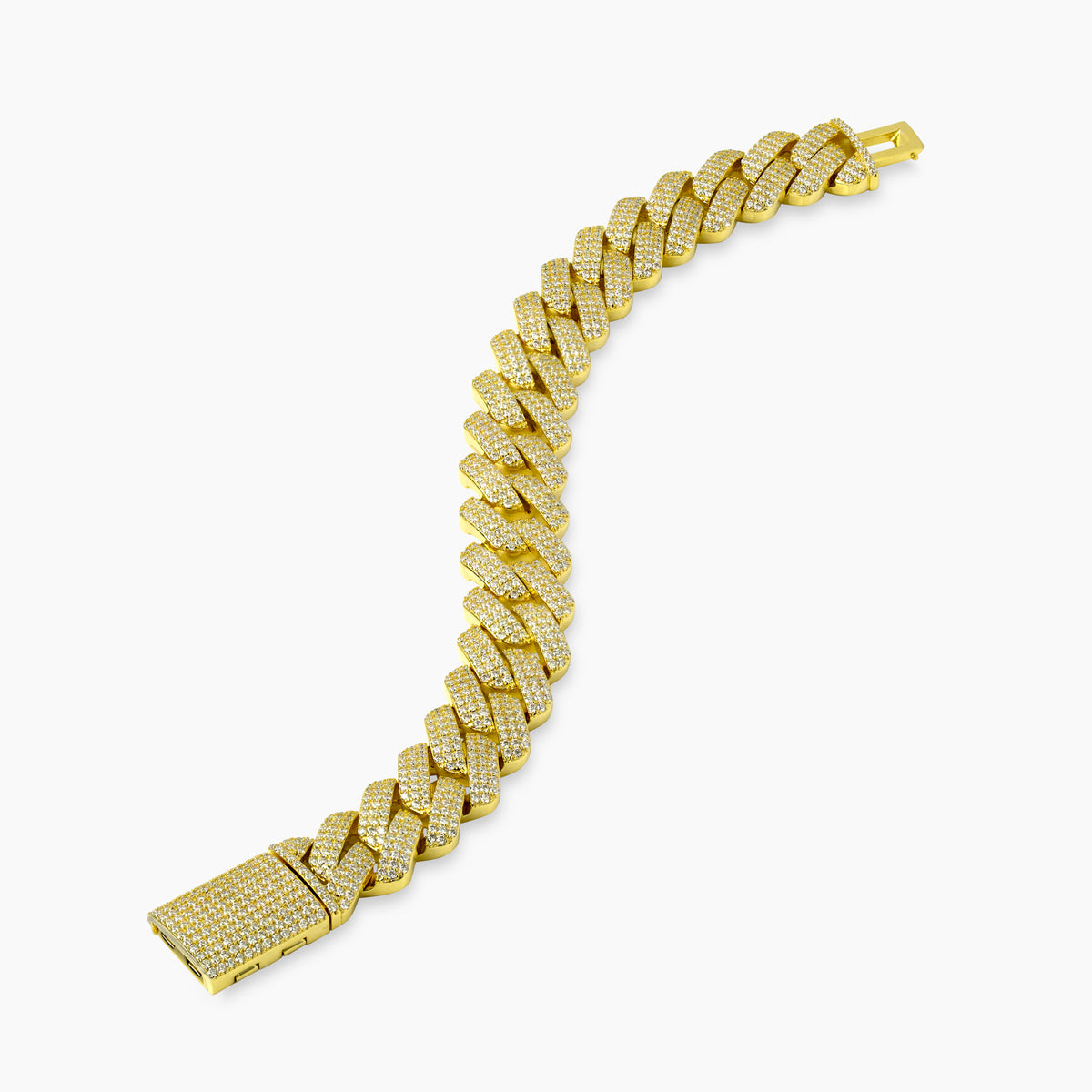Elegant women's moissanite Cuban link bracelet in yellow gold