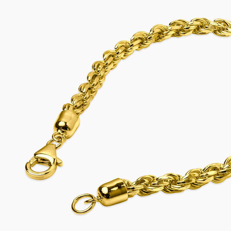 Elegant 925 sterling silver rope chain bracelet for men