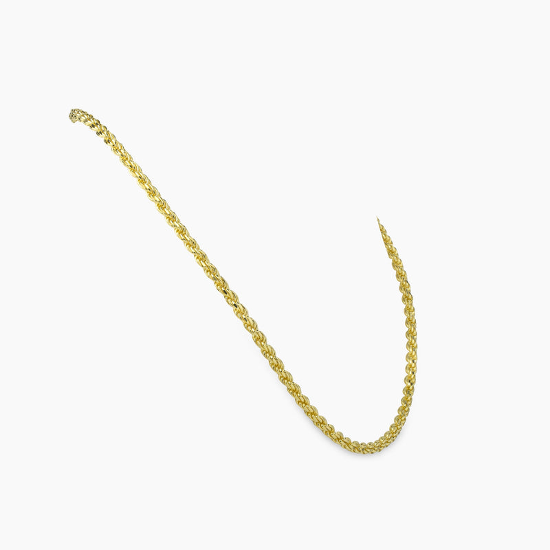 Sophisticated women's 14k yellow gold rope chain necklace