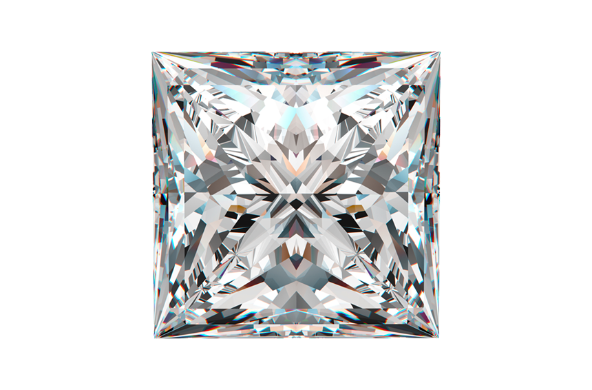 High-quality princess cut diamond with unique facets